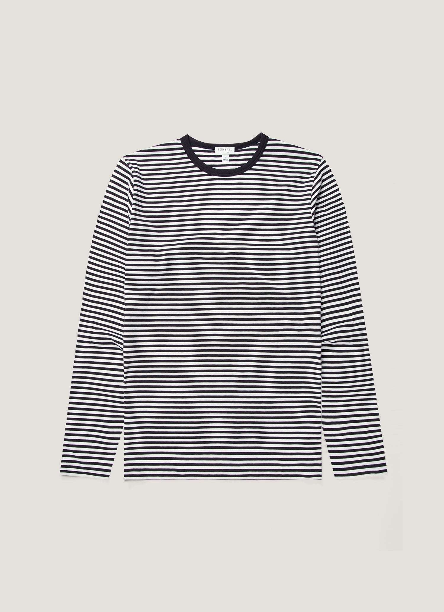 Men S Classic Long Sleeve T Shirt In White English Stripe