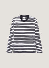Men's Long Sleeve Heavyweight T-shirt in White/Navy