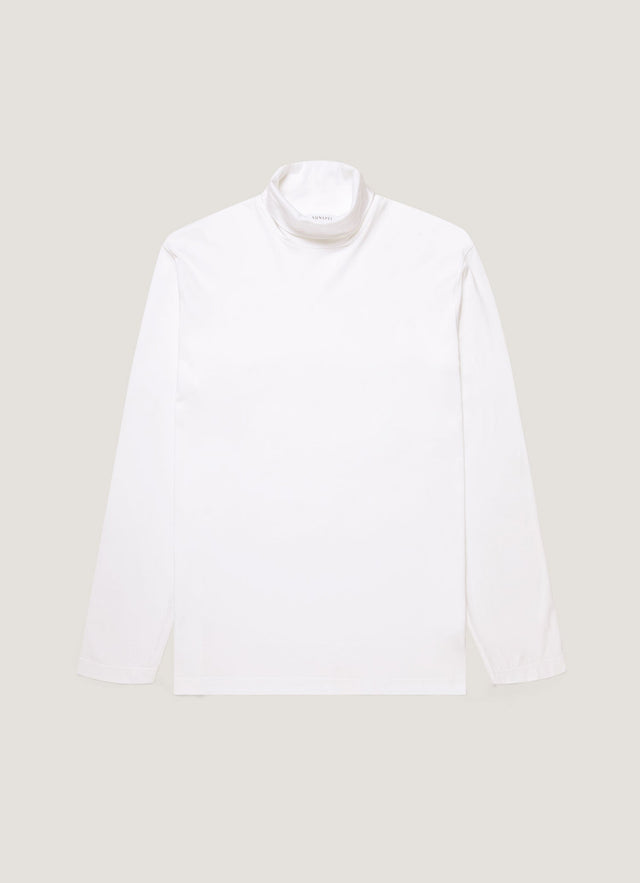 Men's Long Sleeve Roll Neck in White