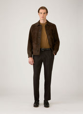 Men's Silk Cotton Cashmere T-shirt in Walnut