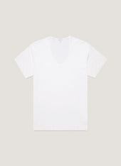 Men's Sea Island Cotton V-neck Underwear T-shirt in White