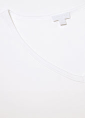 Men's Sea Island Cotton V-neck Underwear T-shirt in White