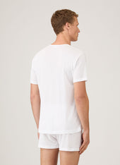Men's Cellular Cotton V-neck Underwear T-shirt in White