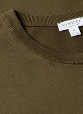 Men's Sea Island Cotton Knit T-shirt in Deep Olive