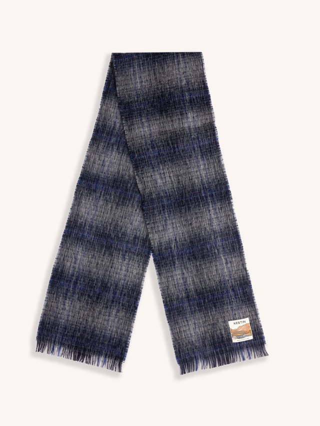 Muir Brushed Scarf in Navy Check Mohair Blend