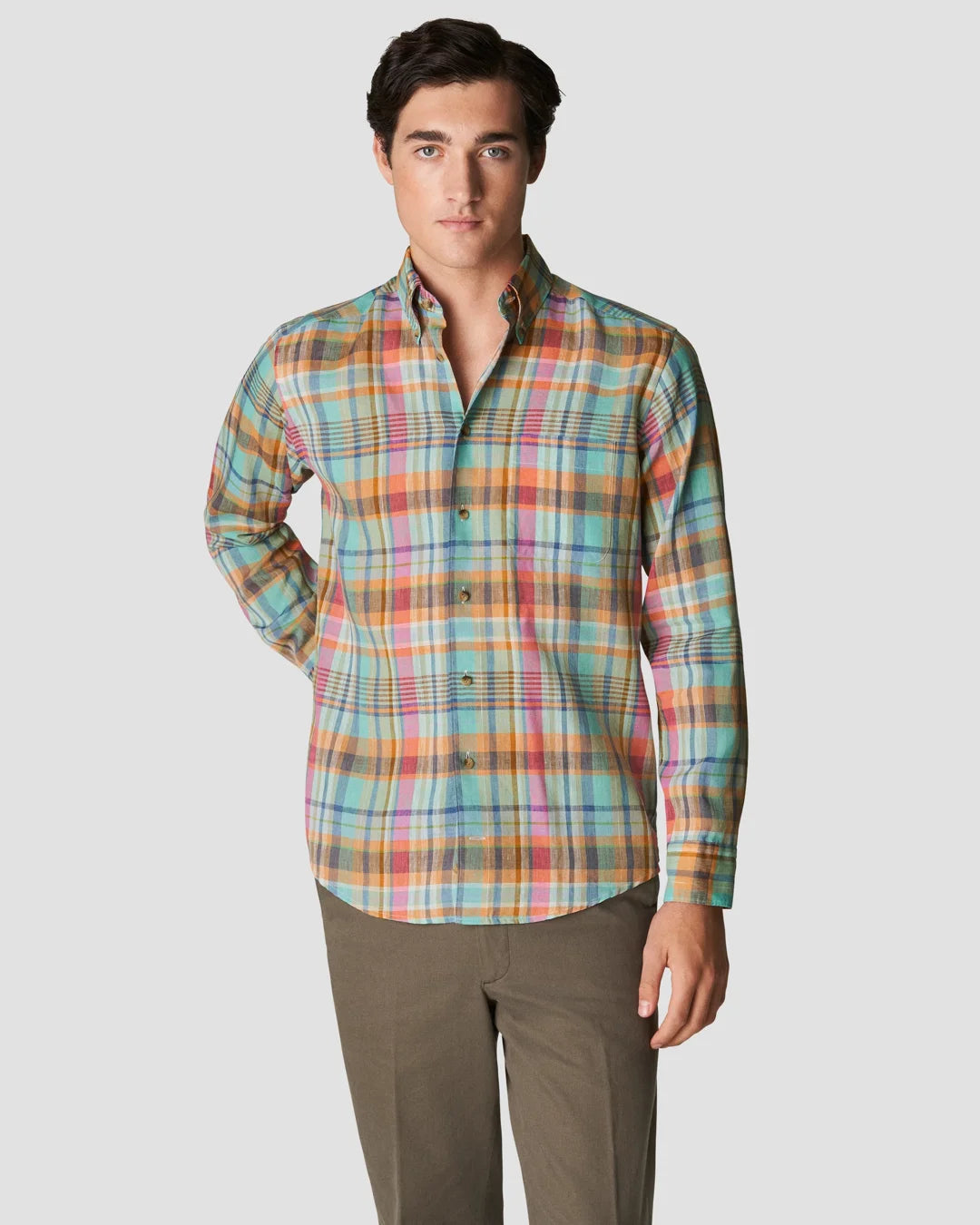 Plaid Linen Shirt Eton