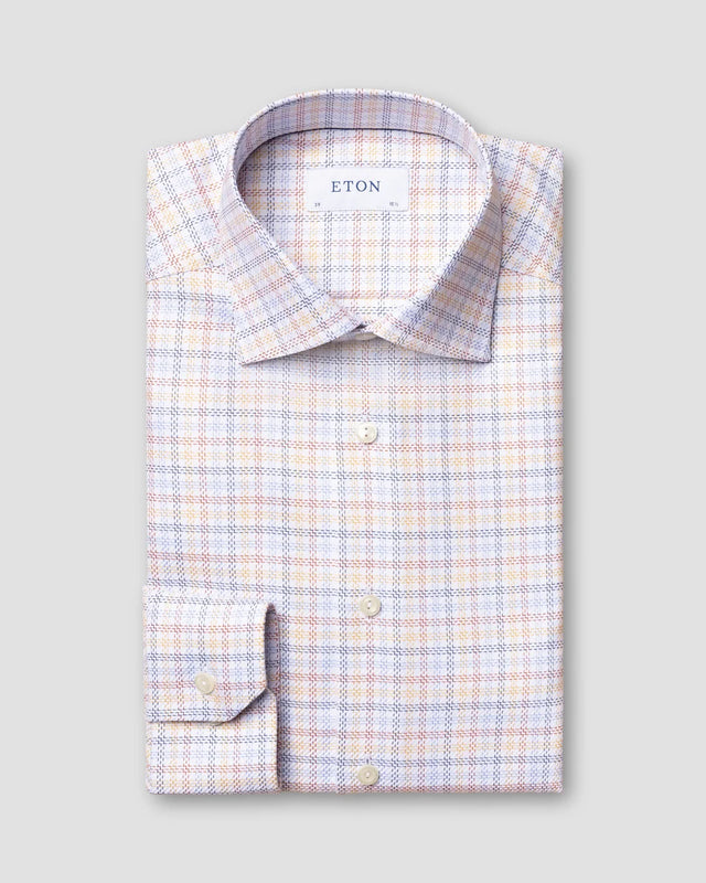 Mehrfarbig kariertes King-Twill-Hemd - Eton