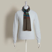 Multi Stripe Cashmere Scarf In And Red