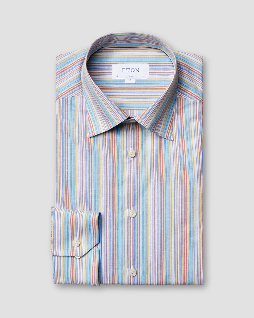 Multistripe Cotton Linen Shirt Eton