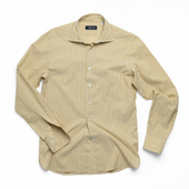Mustard Barre Stripe Spread Collar Shirt