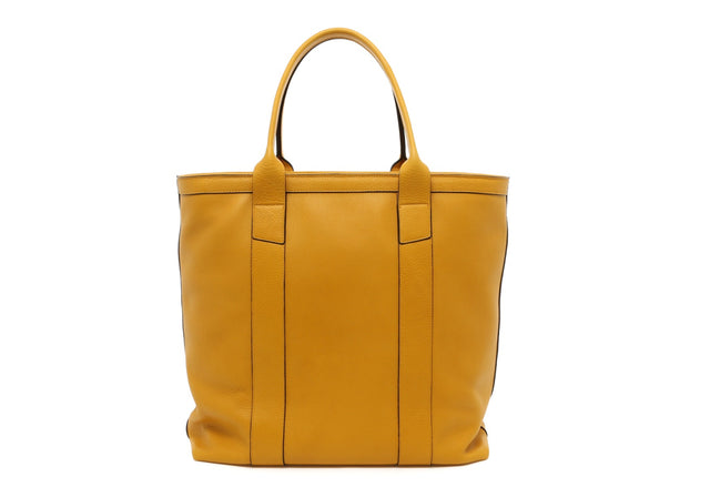 Tall Tote - Mustard Tumbled Leather - Grey Interior - Zip-Top Closure