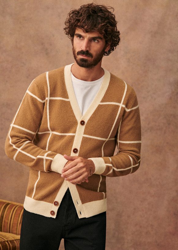 Aden Cardigan - Camel / Ecru