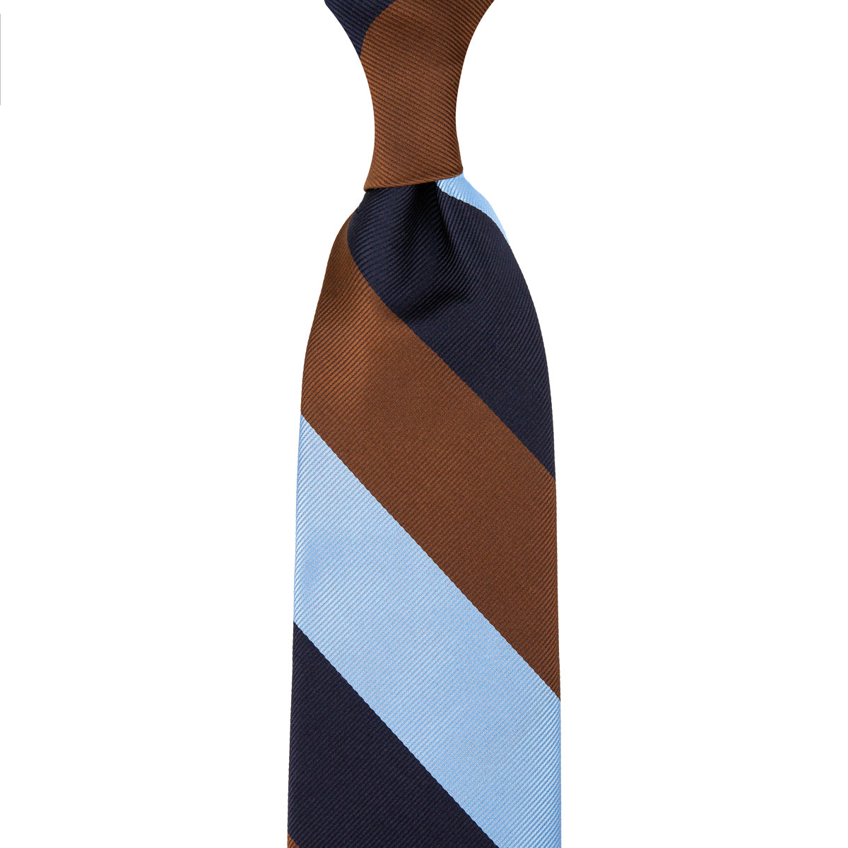 Japanese Repp Stripe Silk Tie Navy Brown