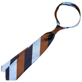 Japanese Repp Stripe Silk Tie Navy Brown
