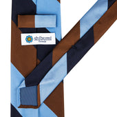 Japanese Repp Stripe Silk Tie Navy Brown