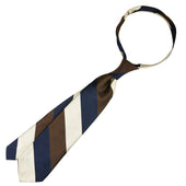 Japanese Repp Stripe Silk Tie Navy Brown