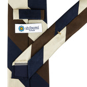Japanese Repp Stripe Silk Tie Navy Brown
