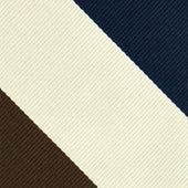Japanese Repp Stripe Silk Tie Navy Brown