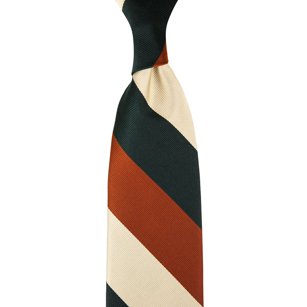 Japanese Repp Stripe Silk Tie Forest Cream