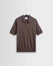 Naples - Brown Marl Worsted Wool Knitted Polo