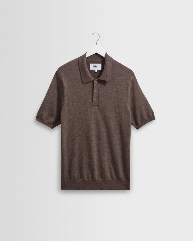 Naples - Brown Marl Worsted Wool Knitted Polo