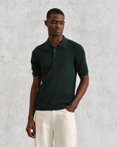 Naples Dark Textured Knitted Polo Shirt