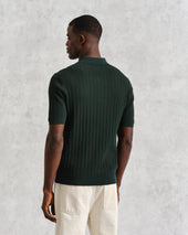 Naples Dark Textured Knitted Polo Shirt