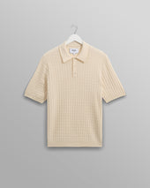 Naples - Ecru Diamond Stripe Knitted Polo