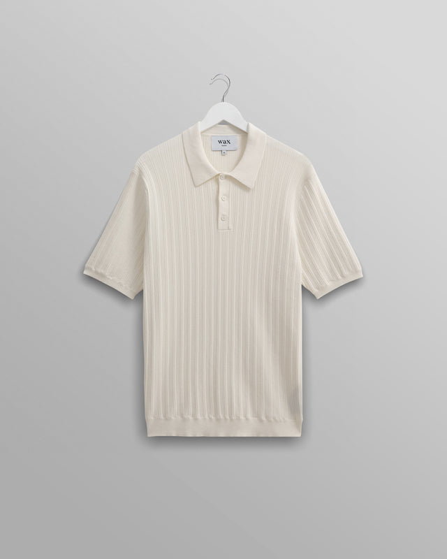 Naples - Ecru Textured Knitted Polo Shirt