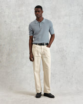 Naples Grey Blue Diamond Stripe Knitted Polo
