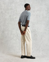 Naples Grey Blue Diamond Stripe Knitted Polo