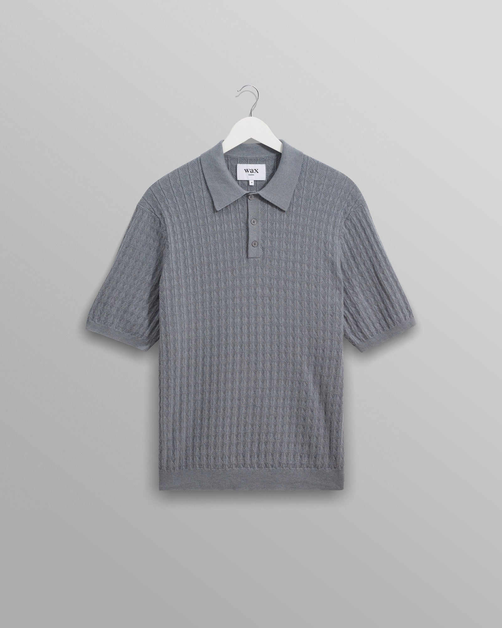 Naples Grey Blue Diamond Stripe Knitted Polo