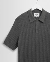 Naples Grey Marl Diamond Stripe Knitted Polo