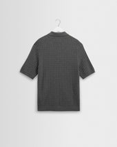 Naples Grey Marl Diamond Stripe Knitted Polo
