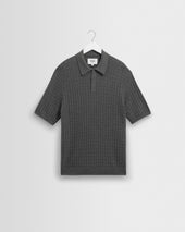 Naples - Grey Marl Diamond Stripe Knitted Polo