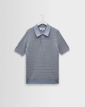 Naples - Light Blue Mini Geometric Knitted Polo