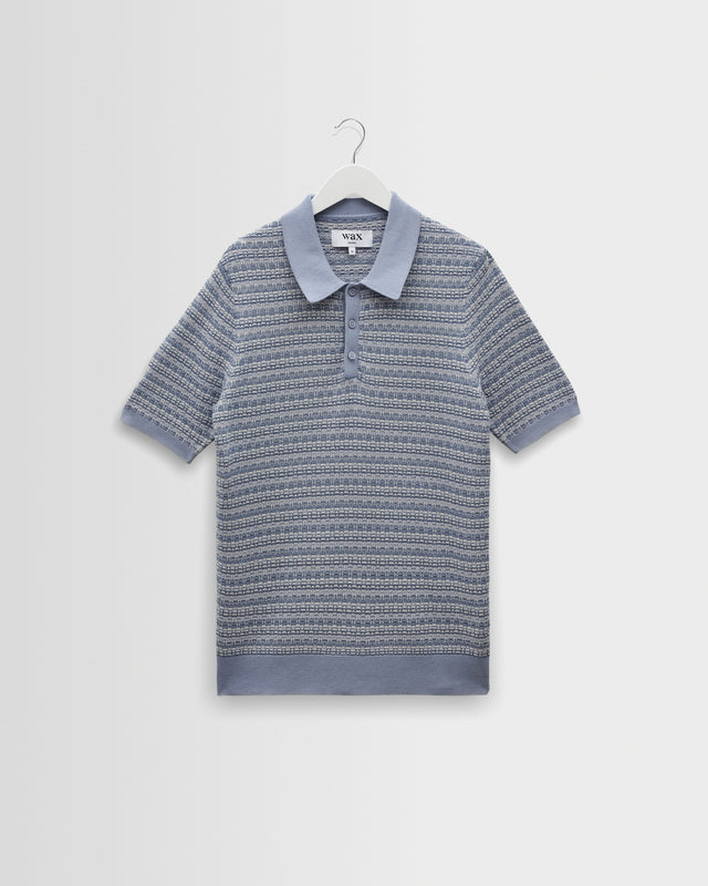 Naples - Light Blue Mini Geometric Knitted Polo