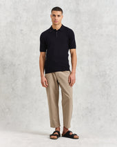 Naples Midnight Textured Knitted Polo Shirt