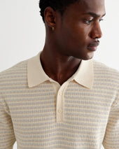 Naples Natural Mini Geometric Knitted Polo