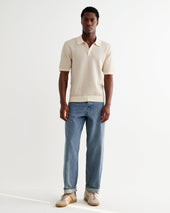 Naples Natural Mini Geometric Knitted Polo
