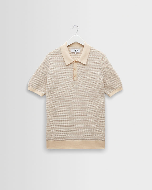 Naples - Natural Mini Geometric Knitted Polo
