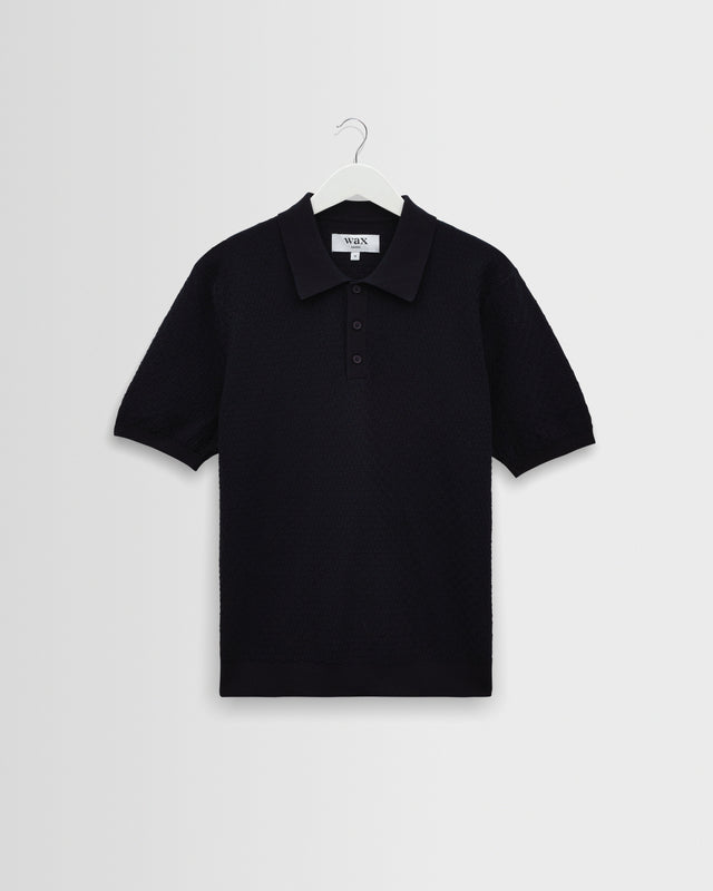 Naples - Navy Retro Diamond Knitted Polo