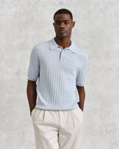 Naples Pale Textured Knitted Polo Shirt