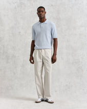 Naples Pale Textured Knitted Polo Shirt