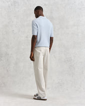 Naples Pale Textured Knitted Polo Shirt