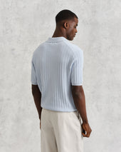 Naples Pale Textured Knitted Polo Shirt