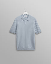 Naples - Pale Blue Textured Knitted Polo Shirt