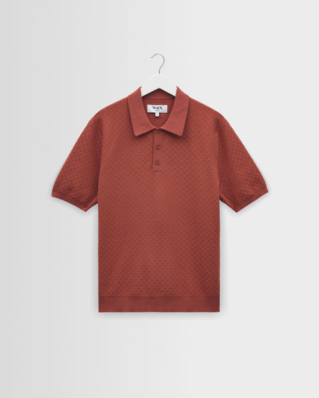 Naples - Rust Retro Diamond Knitted Polo
