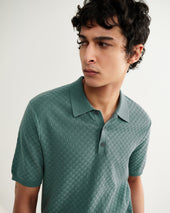 Naples Sea Green Retro Diamond Knitted Polo