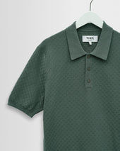 Naples Sea Green Retro Diamond Knitted Polo